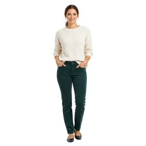 St Johns Bay Womens Straight Leg Corduroy Pants Green  14